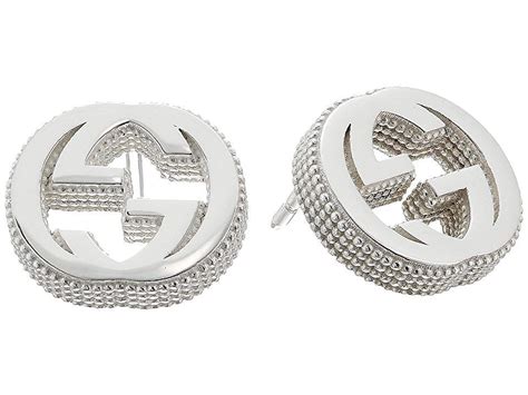 gucci interlocking logo stud earrings in sterling silver